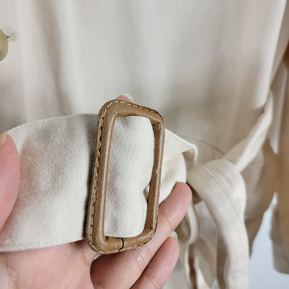 Vintage 80s Banana Republic Leather Patch Belted Button Up Utility Safari Jacket - Picture 5 of 12